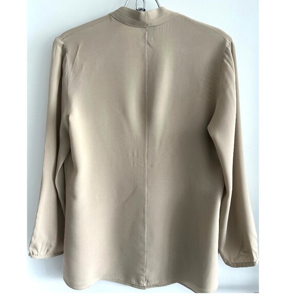 Theory Taupe Silk Blouse Sz L - Picture 2 of 7